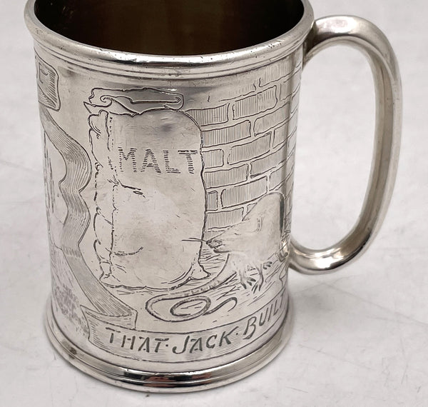 Mappin English Sterling Silver 1898 Child's / Christening Mug with House & Mouse