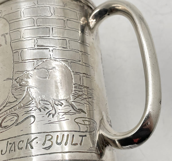 Mappin English Sterling Silver 1898 Child's / Christening Mug with House & Mouse