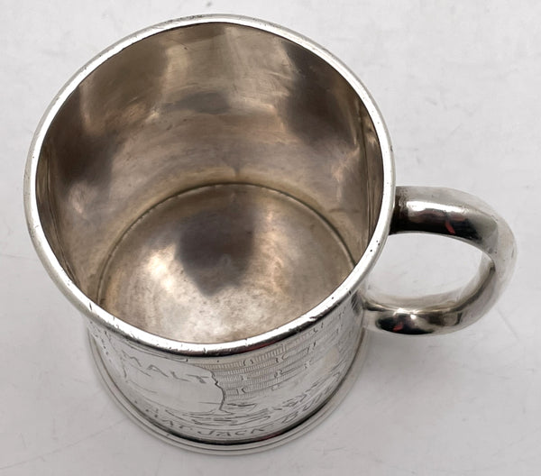 Mappin English Sterling Silver 1898 Child's / Christening Mug with House & Mouse