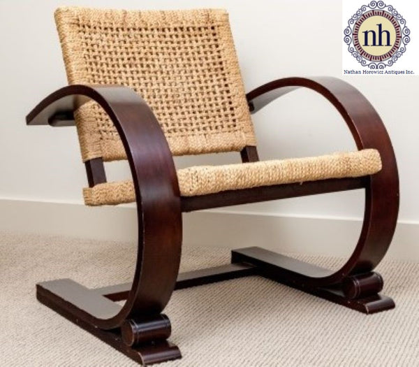 Mitchell Gold & Bob Williams Wood and Cane Armchair in Mid-Century Modern Style