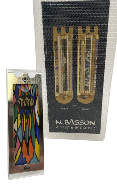 Noam Basson Artistic Glass on Lucite Limited Edition Mezuzah
