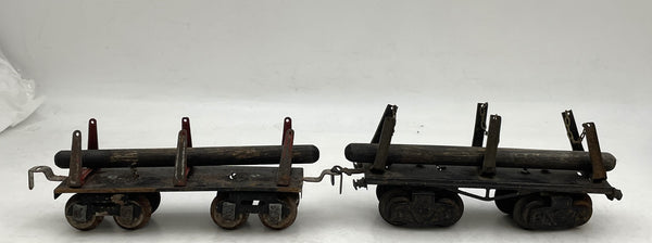 Hornby Set of 2 O Gauge X9421 Flat Cars with Wood Logs