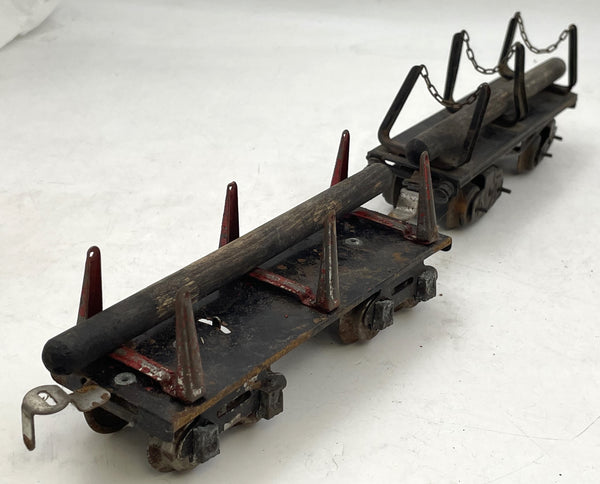 Hornby Set of 2 O Gauge X9421 Flat Cars with Wood Logs