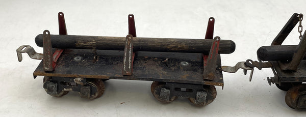 Hornby Set of 2 O Gauge X9421 Flat Cars with Wood Logs