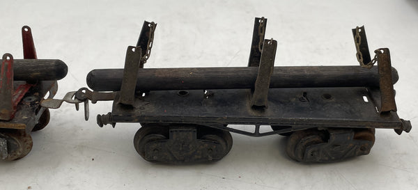 Hornby Set of 2 O Gauge X9421 Flat Cars with Wood Logs