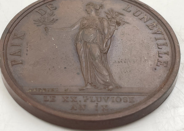 Napoleon First Consul Bronze Medal Coin Luneville Peace 1801