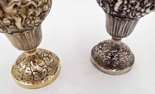 Sterling Silver Hand Chased Cherub Repousse Master Shakers with European Hallmark -- Set of 5