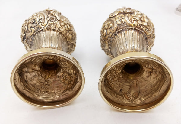 Sterling Silver Hand Chased Cherub Repousse Master Shakers with European Hallmark -- Set of 5