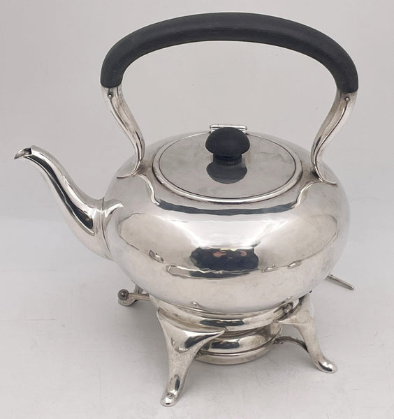 McAuliffe & Handley Sterling Silver 4-Piece Tea Service in Arts & Crafts Style with Tray