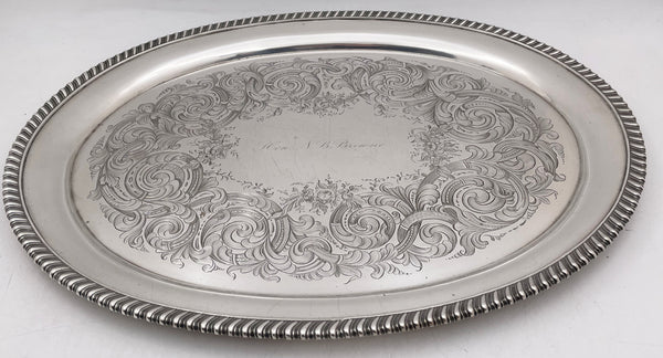 Wilson Silver Platter/ Tray from Mid-19th Century for Ivy League UPenn Alum
