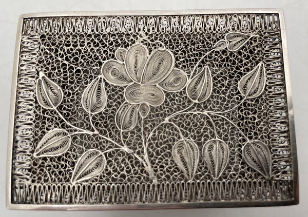 Filigree Early 20th Century Silver Box with Floral Motifs