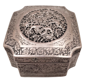 Chinese Silver Box with Bird and Floral Motifs