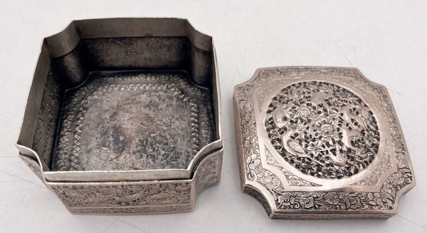 Chinese Silver Box with Bird and Floral Motifs