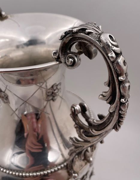 Large Sterling Silver Two-Handled Vase in Buccellati Style