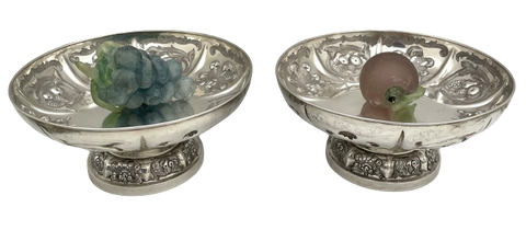 Pair of Garrard English Crown Jeweler Sterling Silver 1825 Georgian Footed Bowls/ Dishes