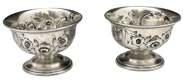 Gorham Coin Silver Pair of Open Salt Cellars from 1850s