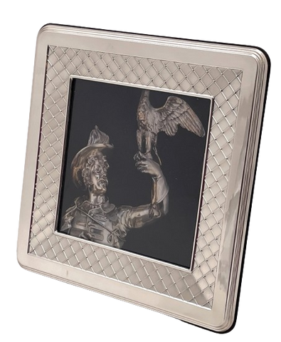 Del Conte Sterling Silver Square Picture Frame in Mid-Century Modern Style