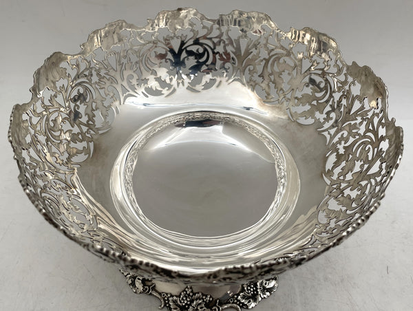 Walker & Hall English Sterling Silver & Glass 1930 Punch Bowl Set with 4 Cups