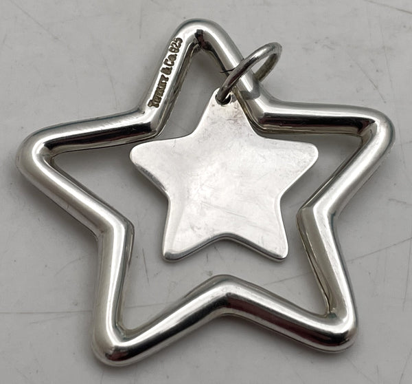 Tiffany & Co. Sterling Silver Star-Shaped Key Ring or Chain with Original Box