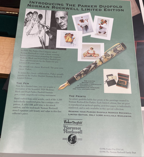 Parker Rare Norman Rockwell Limited Edition Fountain Pen with Original Documentation & Fine Prints