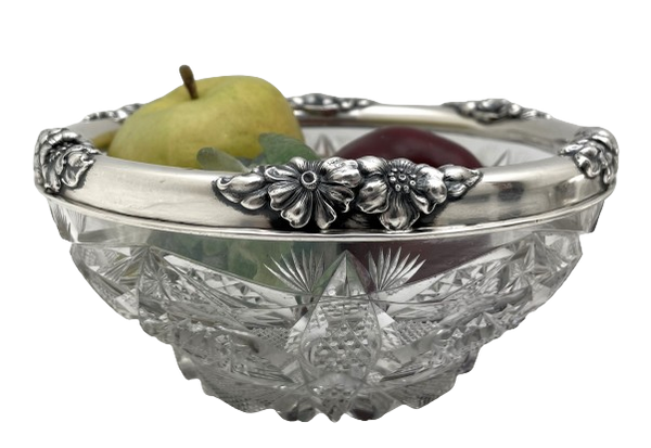 Gorham Sterling Silver Cut Glass 1903 Bowl in Art Nouveau Style