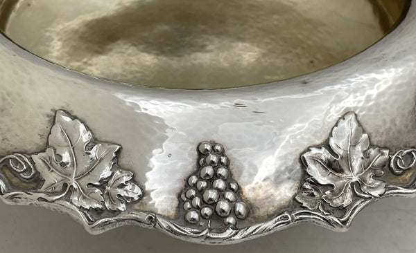 Gorham Sterling Silver 1912 Hammered Centerpiece Bowl with Underplate in Art Nouveau Style