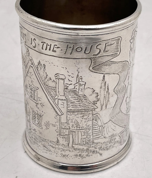 Mappin English Sterling Silver 1898 Child's / Christening Mug with House & Mouse