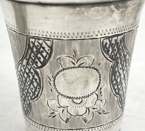Pair of Russian Niello Silver 1870 Kiddush Cups