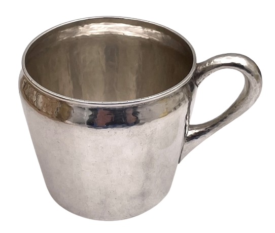 Anna Eicher Woman Sterling Silver Hammered Mug in Arts & Crafts Style