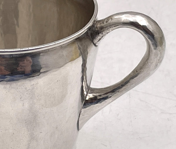 Anna Eicher Woman Sterling Silver Hammered Mug in Arts & Crafts Style