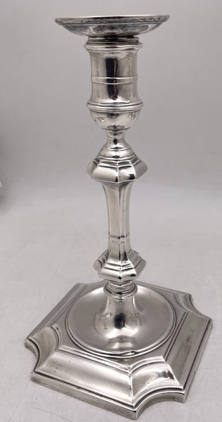 Crichton & Co. Set of 4 English Sterling Silver 1924 Candlesticks in Art Deco Style