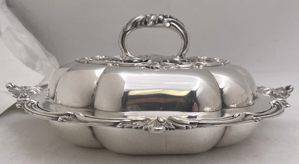 Pair of J. S. Hunt Assistant to P. Storr) Sterling Silver 1850 Covered Vegetable Dishes/ Bowls
