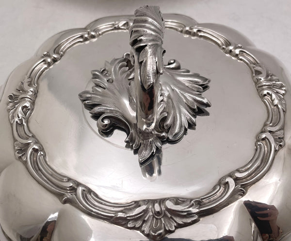 Pair of J. S. Hunt Assistant to P. Storr) Sterling Silver 1850 Covered Vegetable Dishes/ Bowls