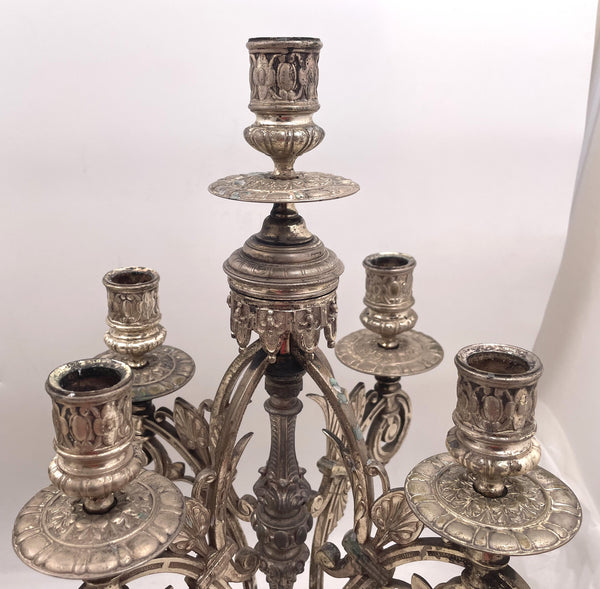 Ansonia Pair of Silver 5-Light Candelabra from Aesthetic Movement 19th Century