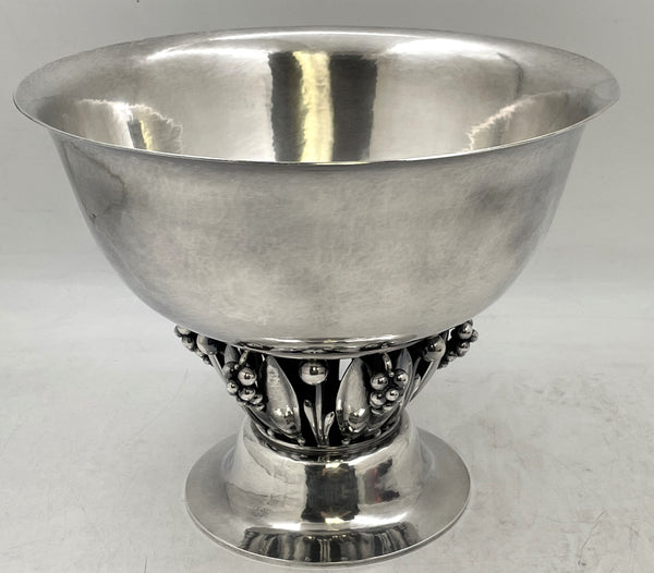 Georg Jensen Sterling Silver Hammered Centerpiece Bowl #197C in Art Nouveau Style