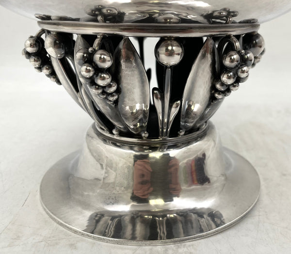 Georg Jensen Sterling Silver Hammered Centerpiece Bowl #197C in Art Nouveau Style