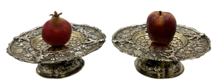 Pair of Fox 1848 English Gilt Sterling Silver Victorian Tazzas/ Compote Stands