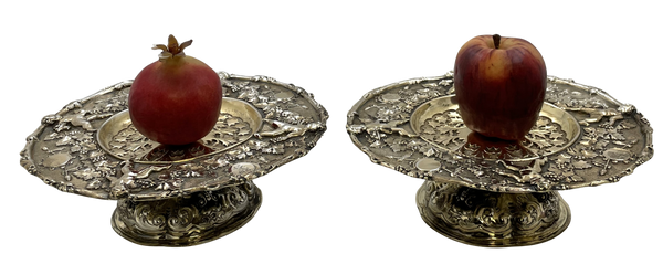 Pair of Fox 1848 English Gilt Sterling Silver Victorian Tazzas/ Compote Stands