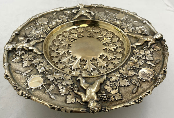 Pair of Fox 1848 English Gilt Sterling Silver Victorian Tazzas/ Compote Stands