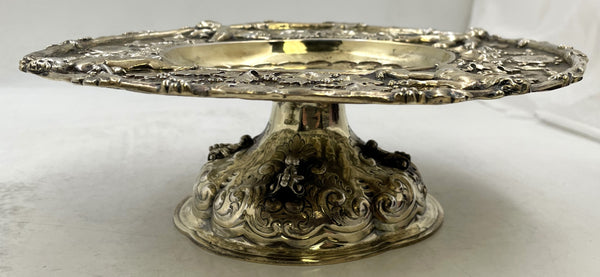 Pair of Fox 1848 English Gilt Sterling Silver Victorian Tazzas/ Compote Stands