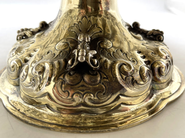 Pair of Fox 1848 English Gilt Sterling Silver Victorian Tazzas/ Compote Stands