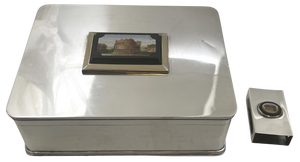 Micromosaic & Sterling Silver Italian Humidor Cigar Box & Matchbox Holder