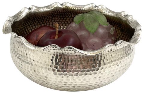 Strube German Silver Hammered Centerpiece Bowl in Jugendstil Style from Early 20th Century