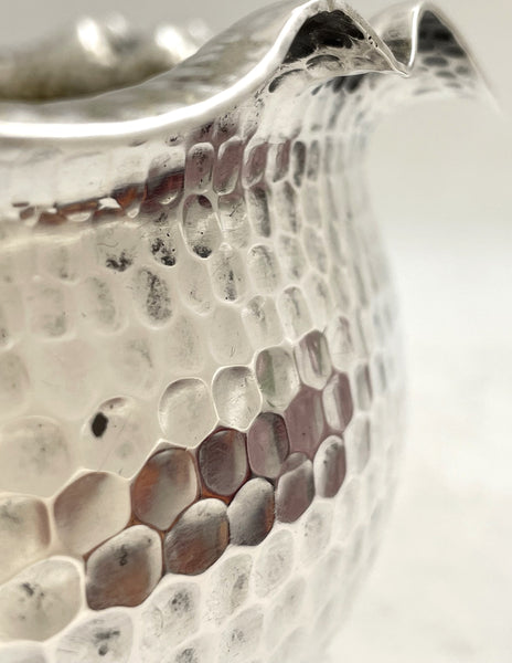 Strube German Silver Hammered Centerpiece Bowl in Jugendstil Style from Early 20th Century