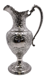 Howard & Co. Sterling Silver Large Ewer Pitcher in Repousse Pattern from Late 19th Century