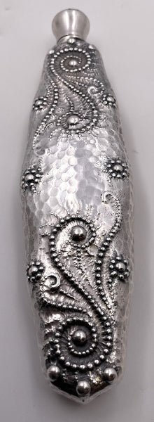 Whiting Sterling Silver Perfume Bottle/ Scent Vial in Japonesque Style from 1880s