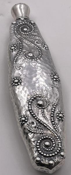 Whiting Sterling Silver Perfume Bottle/ Scent Vial in Japonesque Style from 1880s