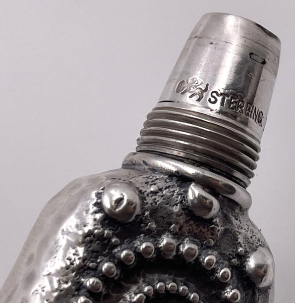 Whiting Sterling Silver Perfume Bottle/ Scent Vial in Japonesque Style from 1880s