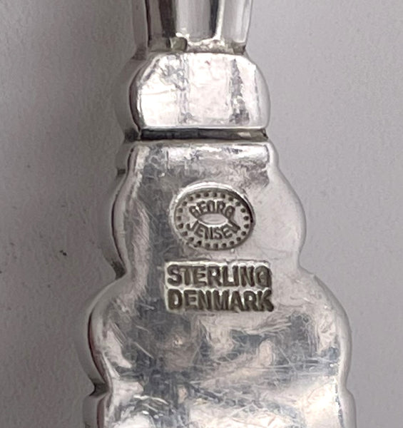 Georg Jensen Sterling Silver Cold Cut Meat Fork in Acorn Pattern