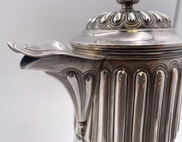 Pair of French Sterling Silver and Cut Glass Carafes/ Pitchers from Late 19th Century